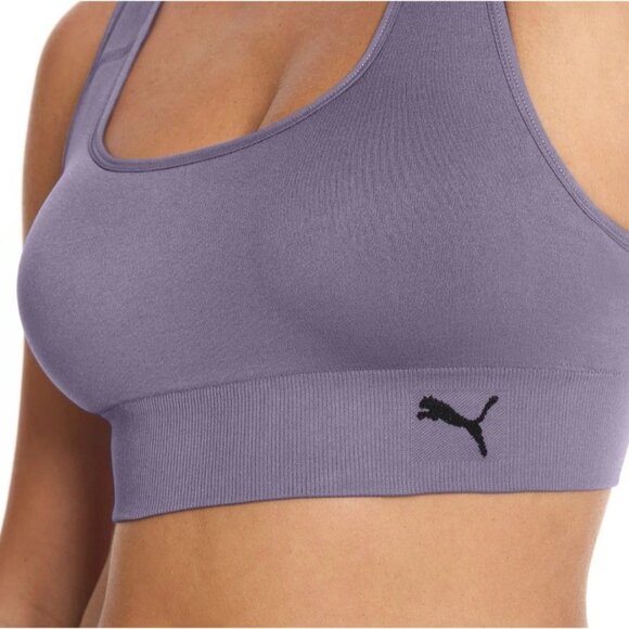 PUMA Sm 2 Pack Seamless Athletic Sports Bra Set Adjustable Cross Back Activewear - Picture 9 of 11